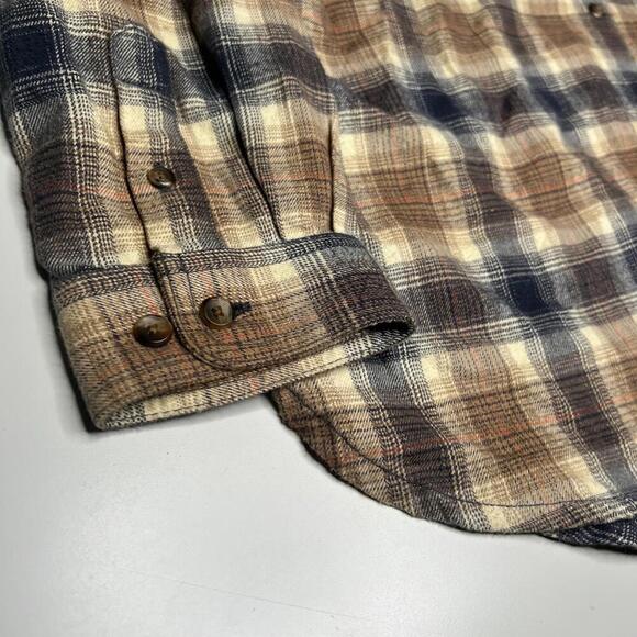 Carhartt Women’s XXL Plaid Flannel Shirt Jacket Hoodie 100% Cotton – Brown/Beige - Picture 8 of 12